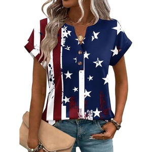 Zeagoo Women Tops Summer Short Sleeve T Shirts V Neck Dressy Casual Work Blouses Fashion Boho Clothes S-3XL(Gq41)