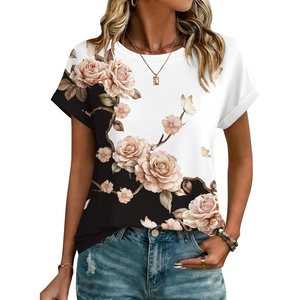 Zeagoo Womens Tops Short Sleeve Cute Summer Blouses Crew Neck Dressy Casual T Shirts Work Clothes S-2XL(Bf347-pattern)