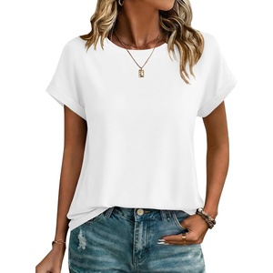 Zeagoo Womens Tops Short Sleeve Cute Summer Blouses Crew Neck Dressy Casual T Shirts Work Clothes S-2XL(White)