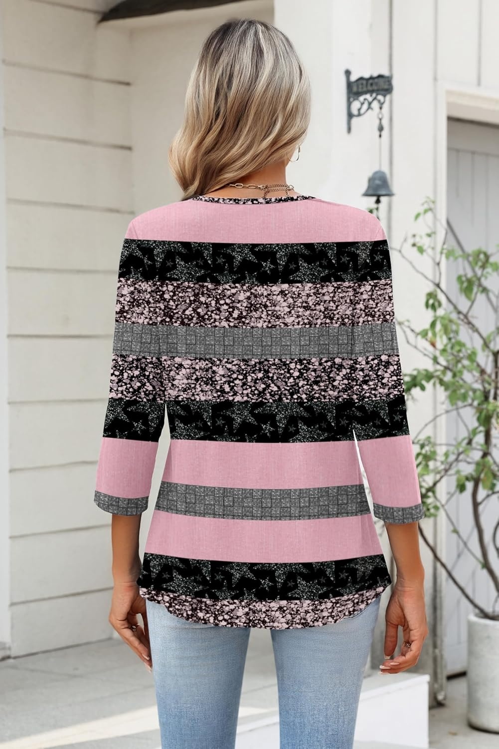 image:imageZeagoo Womens 34 Length Sleeve Tops V Neck Dressy Casual T Shirts Pleated Business Work Blouses Basic Tees S3XLTz245
