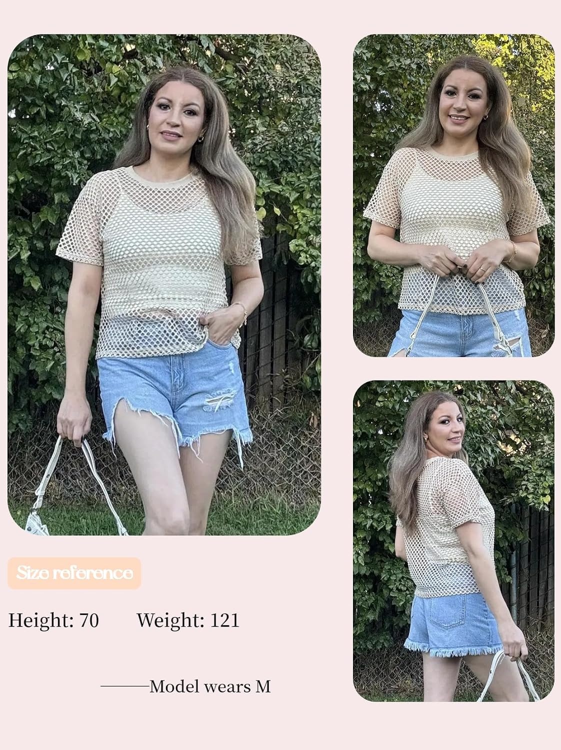 image:imageZeagoo Womens Mesh T Shirts Short Sleeve Casual Tops Hollow Out Pullover Shirts Crewneck Sexy Fishnet Crop Tee SXXLCoffee