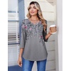 Zeagoo 3/4 Length Sleeve Womens Tops Casual V Neck Pleated Top Boho Floral Blouses Work Shirts(Floral 36)