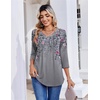 Zeagoo 3/4 Length Sleeve Womens Tops Casual V Neck Pleated Top Boho Floral Blouses Work Shirts(Floral 36)
