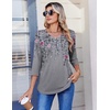 Zeagoo 3/4 Length Sleeve Womens Tops Casual V Neck Pleated Top Boho Floral Blouses Work Shirts(Floral 36)