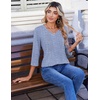 Zeagoo 3/4 Length Sleeve Womens Tops Casual V Neck Pleated Top Boho Floral Blouses Work Shirts(Striped 273)