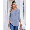 Zeagoo 3/4 Length Sleeve Womens Tops Casual V Neck Pleated Top Boho Floral Blouses Work Shirts(Striped 273)
