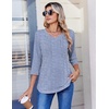Zeagoo 3/4 Length Sleeve Womens Tops Casual V Neck Pleated Top Boho Floral Blouses Work Shirts(Striped 273)