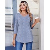 Zeagoo 3/4 Length Sleeve Womens Tops Casual V Neck Pleated Top Boho Floral Blouses Work Shirts(Striped 273)