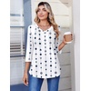 Zeagoo 3/4 Length Sleeve Womens Tops Casual V Neck Pleated Top Boho Floral Blouses Work Shirts(White Striped 599)