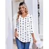 Zeagoo 3/4 Length Sleeve Womens Tops Casual V Neck Pleated Top Boho Floral Blouses Work Shirts(White Striped 599)