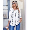 Zeagoo 3/4 Length Sleeve Womens Tops Casual V Neck Pleated Top Boho Floral Blouses Work Shirts(White Striped 599)