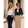 Zeagoo Button Down Shirts for Women 3/4 Length Sleeve Work Tops V Neck Shirts Dressy Casual Business Blouses with Pocket(A-black)