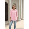 Zeagoo Button Down Shirts for Women 3/4 Length Sleeve Work Tops V Neck Shirts Dressy Casual Business Blouses with Pocket(A-pink)