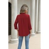 Zeagoo Button Down Shirts for Women 3/4 Length Sleeve Work Tops V Neck Shirts Dressy Casual Business Blouses with Pocket(A-red)