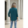 Zeagoo Button Down Shirts for Women 3/4 Length Sleeve Work Tops V Neck Shirts Dressy Casual Business Blouses with Pocket(A-teal Blue)