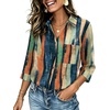 Zeagoo Button Down Shirts for Women 3/4 Length Sleeve Work Tops V Neck Shirts Dressy Casual Business Blouses with Pocket(Cx289)