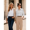 Zeagoo Button Down Shirts for Women 3/4 Length Sleeve Work Tops V Neck Shirts Dressy Casual Business Blouses with Pocket(Jh592)