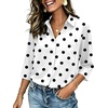 Zeagoo Button Down Shirts for Women 3/4 Length Sleeve Work Tops V Neck Shirts Dressy Casual Business Blouses with Pocket(Jh592)