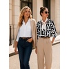 Zeagoo Button Down Shirts for Women 3/4 Length Sleeve Work Tops V Neck Shirts Dressy Casual Business Blouses with Pocket(Jh608)