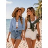 Zeagoo Button Down Shirts for Women 3/4 Length Sleeve Work Tops V Neck Shirts Dressy Casual Business Blouses with Pocket(Tz273)