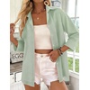 Zeagoo Button Down Shirts for Women 3/4 Sleeve Tops V Neck Collared Blouses Business Casual Outfits(Light Green)