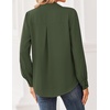 Zeagoo Women Blouses Chiffon Long Sleeve Button Down Shirts Business Causal Dressy Work Top V Neck Summer Spring Clothes(Army Green)