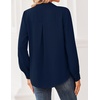 Zeagoo Women Blouses Chiffon Long Sleeve Button Down Shirts Business Causal Dressy Work Top V Neck Summer Spring Clothes(Navy Blue)