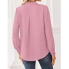Zeagoo Women Blouses Chiffon Long Sleeve Button Down Shirts Business Causal Dressy Work Top V Neck Summer Spring Clothes(Pink)