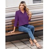 Zeagoo Women Blouses Chiffon Long Sleeve Button Down Shirts Business Causal Dressy Work Top V Neck Summer Spring Clothes(Purple)