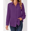 Zeagoo Women Blouses Chiffon Long Sleeve Button Down Shirts Business Causal Dressy Work Top V Neck Summer Spring Clothes(Purple)