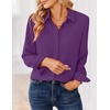 Zeagoo Women Blouses Chiffon Long Sleeve Button Down Shirts Business Causal Dressy Work Top V Neck Summer Spring Clothes(Purple)