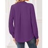 Zeagoo Women Blouses Chiffon Long Sleeve Button Down Shirts Business Causal Dressy Work Top V Neck Summer Spring Clothes(Purple)