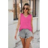 Zeagoo Women Eyelet Tank Tops Sleeveless Shirts V Neck Cute Summer Top Loose Fit Camisole Rose Red