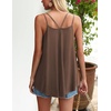 Zeagoo Women Flowy Tank Tops Casual Summer Tops Sexy Tank Tops Spaghetti Strap V Neck Sleeveless Tunic Camisoles Dusty Pink(Brown)