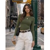 Zeagoo Women Long Sleeve Shirts Fitted Going Out Tops Crop Basic Tee Casual Work Clothes Trendy Fall Outfits XS-XL(Army Green)