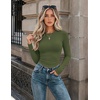 Zeagoo Women Long Sleeve Shirts Fitted Going Out Tops Crop Basic Tee Casual Work Clothes Trendy Fall Outfits XS-XL(Army Green)