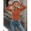 Zeagoo Women Long Sleeve Shirts Fitted Going Out Tops Crop Basic Tee Casual Work Clothes Trendy Fall Outfits XS-XL(Caramel)
