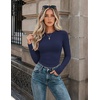 Zeagoo Women Long Sleeve Shirts Fitted Going Out Tops Crop Basic Tee Casual Work Clothes Trendy Fall Outfits XS-XL(Navy Blue)
