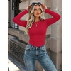 Zeagoo Women Long Sleeve Shirts Fitted Going Out Tops Crop Basic Tee Casual Work Clothes Trendy Fall Outfits XS-XL(Red)
