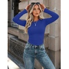 Zeagoo Women Long Sleeve Shirts Fitted Going Out Tops Crop Basic Tee Casual Work Clothes Trendy Fall Outfits XS-XL(Royal Blue)