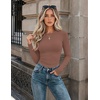 Zeagoo Women Long Sleeve Shirts Fitted Going Out Tops Crop Basic Tee Casual Work Clothes Trendy Fall Outfits XS-XL(Taupe)