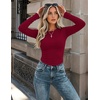 Zeagoo Women Long Sleeve Shirts Fitted Going Out Tops Crop Basic Tee Casual Work Clothes Trendy Fall Outfits XS-XL(Wine Red)
