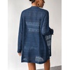 Zeagoo Womens 2026 Summer Crochet Cardigan Sweaters Lightweight Long Sleeve Open Front Kimono Boho Knit Cover Ups(Dark Blue)