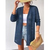 Zeagoo Womens 2026 Summer Crochet Cardigan Sweaters Lightweight Long Sleeve Open Front Kimono Boho Knit Cover Ups(Dark Blue)