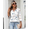 Zeagoo Womens 3/4 Length Sleeve Tops V Neck Dressy Casual T Shirts Pleated Business Work Blouses Basic Tees S-3XL(Bf290)