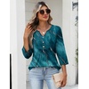 Zeagoo Womens 3/4 Length Sleeve Tops V Neck Dressy Casual T Shirts Pleated Business Work Blouses Basic Tees S-3XL(Cx287)