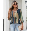 Zeagoo Womens 3/4 Length Sleeve Tops V Neck Dressy Casual T Shirts Pleated Business Work Blouses Basic Tees S-3XL(Cx289)