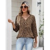 Zeagoo Womens 3/4 Length Sleeve Tops V Neck Dressy Casual T Shirts Pleated Business Work Blouses Basic Tees S-3XL(D-an136)
