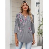 Zeagoo Womens 3/4 Length Sleeve Tops V Neck Dressy Casual T Shirts Pleated Business Work Blouses Basic Tees S-3XL(Hf36)