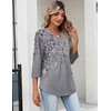 Zeagoo Womens 3/4 Length Sleeve Tops V Neck Dressy Casual T Shirts Pleated Business Work Blouses Basic Tees S-3XL(Hf36)
